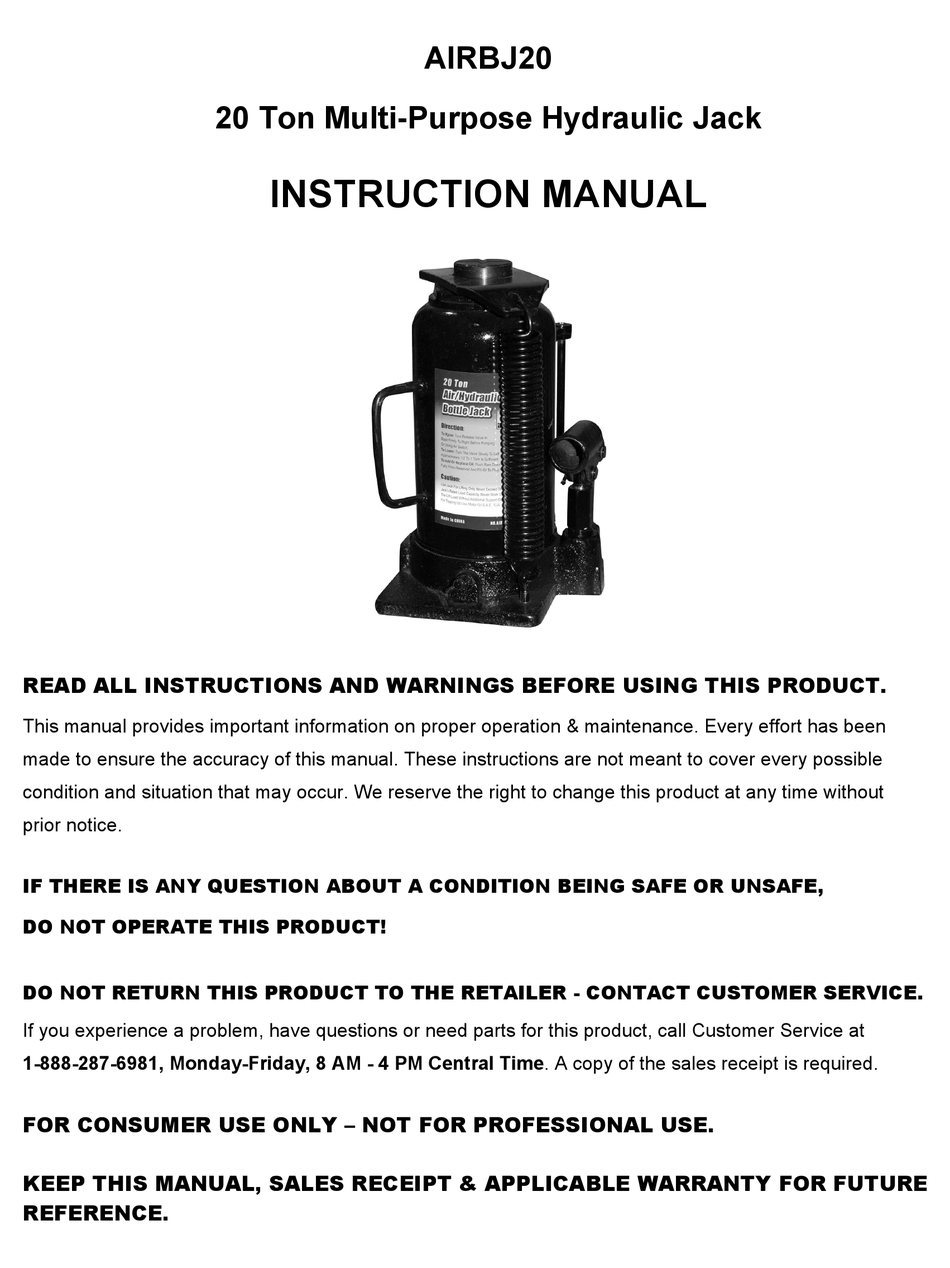 TRACTOR SUPPLY AIRBJ20 INSTRUCTION MANUAL Pdf Download ManualsLib