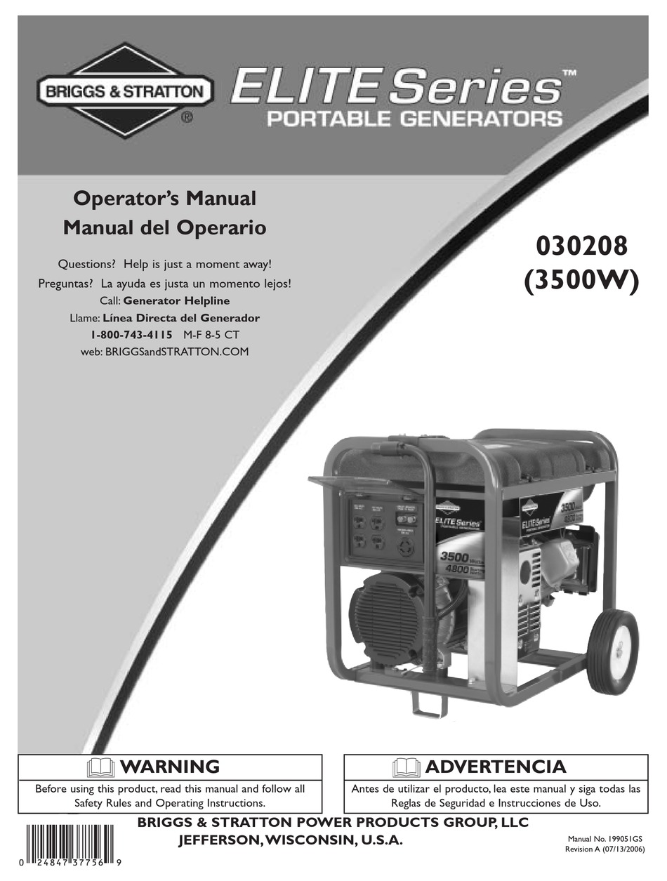 BRIGGS & STRATTON 030208 OPERATOR