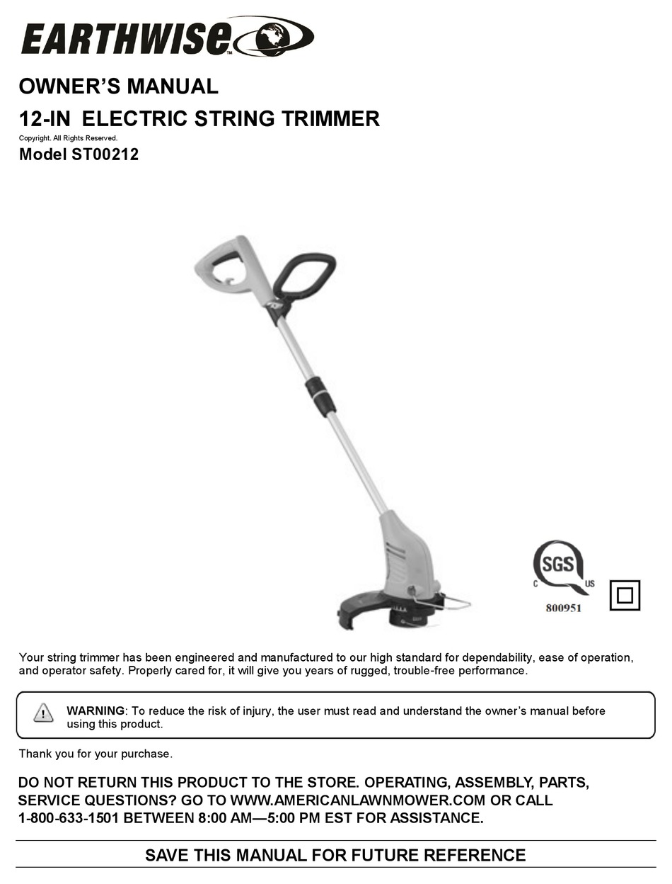 EARTHWISE ST00212 OWNER'S MANUAL Pdf Download ManualsLib