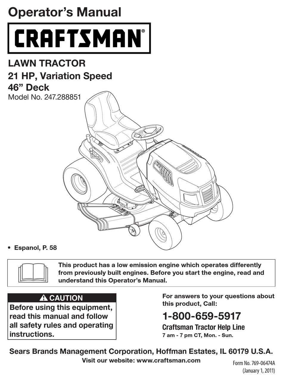 CRAFTSMAN 247.288851 OPERATOR