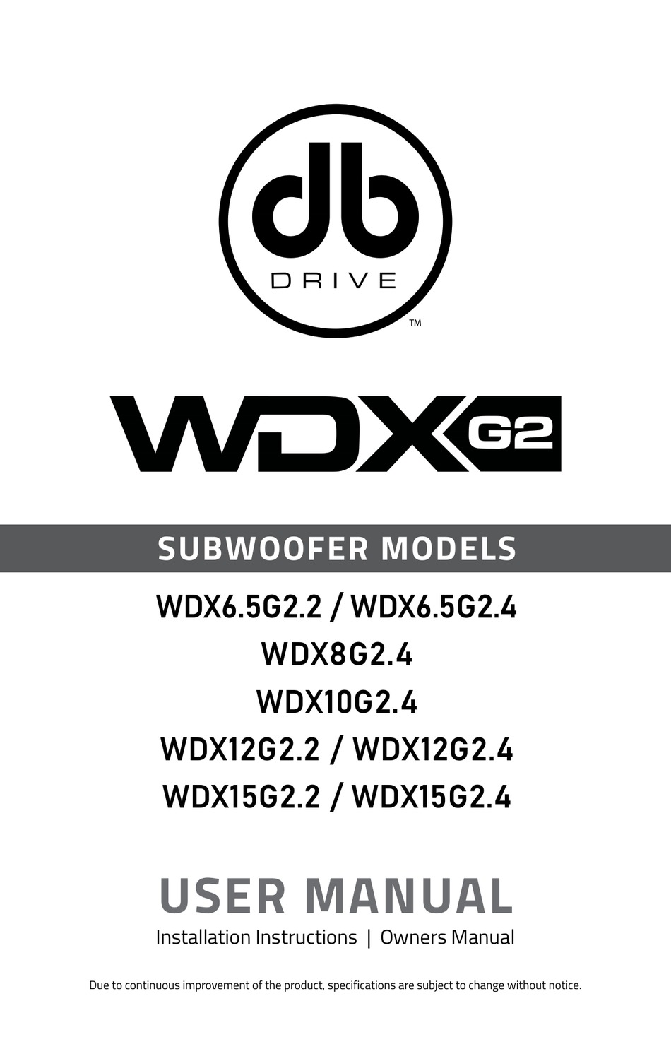DB DRIVE WDX G2 SERIES USER MANUAL Pdf Download ManualsLib
