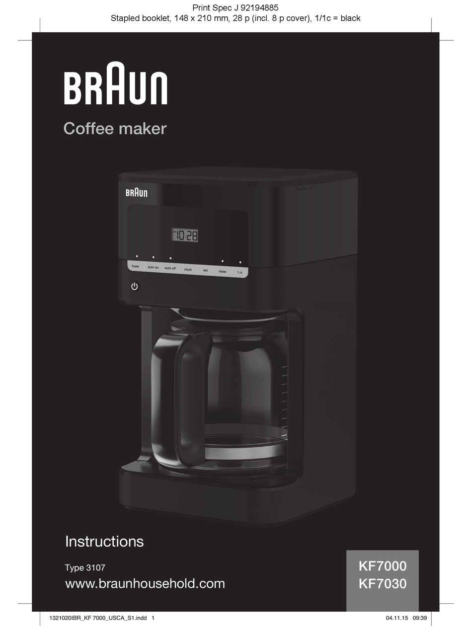 BRAUN KF7000 INSTRUCTIONS MANUAL Pdf Download ManualsLib