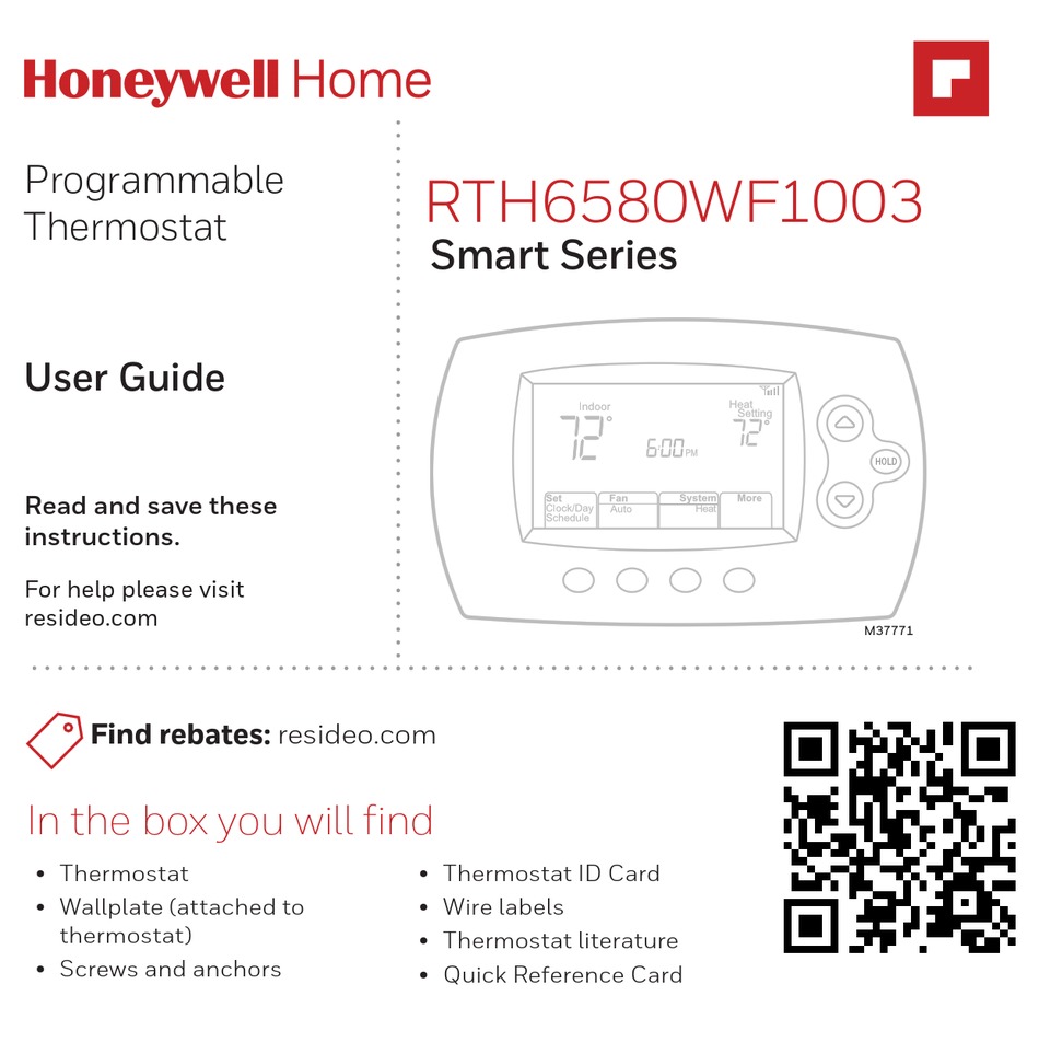 HONEYWELL HOME SMART RTH6580WF1003 SERIES USER MANUAL Pdf Download