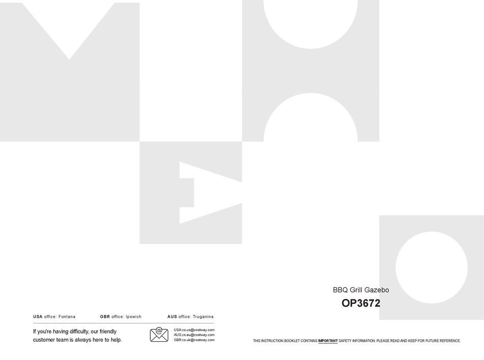 COSTWAY OP3672 ASSEMBLY INSTRUCTIONS MANUAL Pdf Download ManualsLib