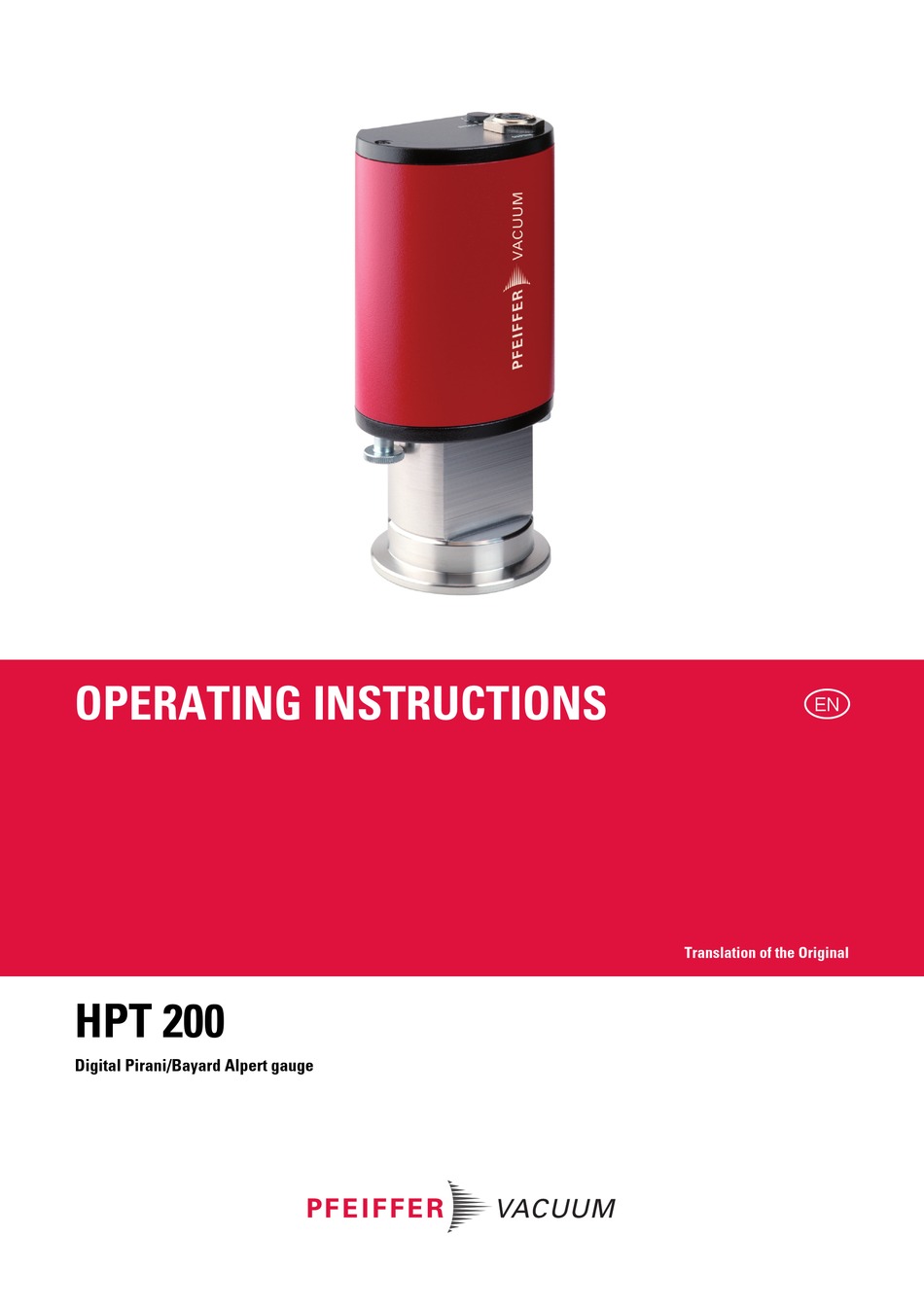 PFEIFFER VACUUM HPT 200 OPERATING INSTRUCTIONS MANUAL Pdf Download