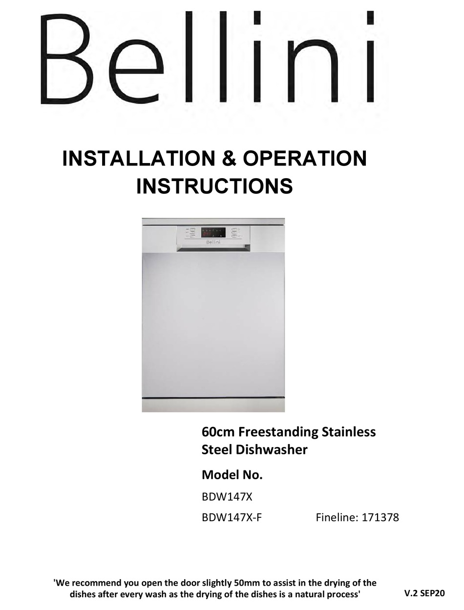 BAUMATIC BDW147X INSTALLATION & OPERATION INSTRUCTIONS Pdf Download