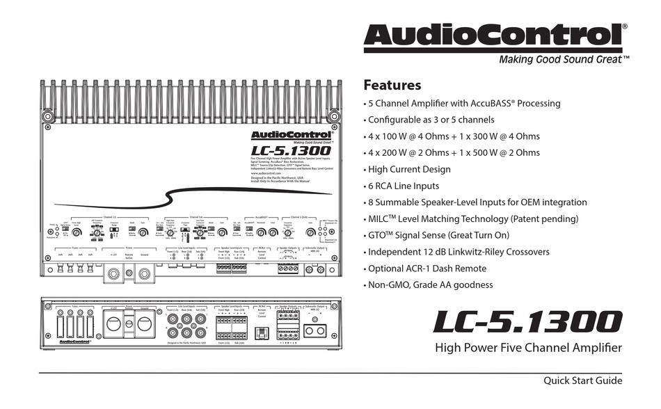 AUDIOCONTROL LC5.1300 QUICK START MANUAL Pdf Download ManualsLib