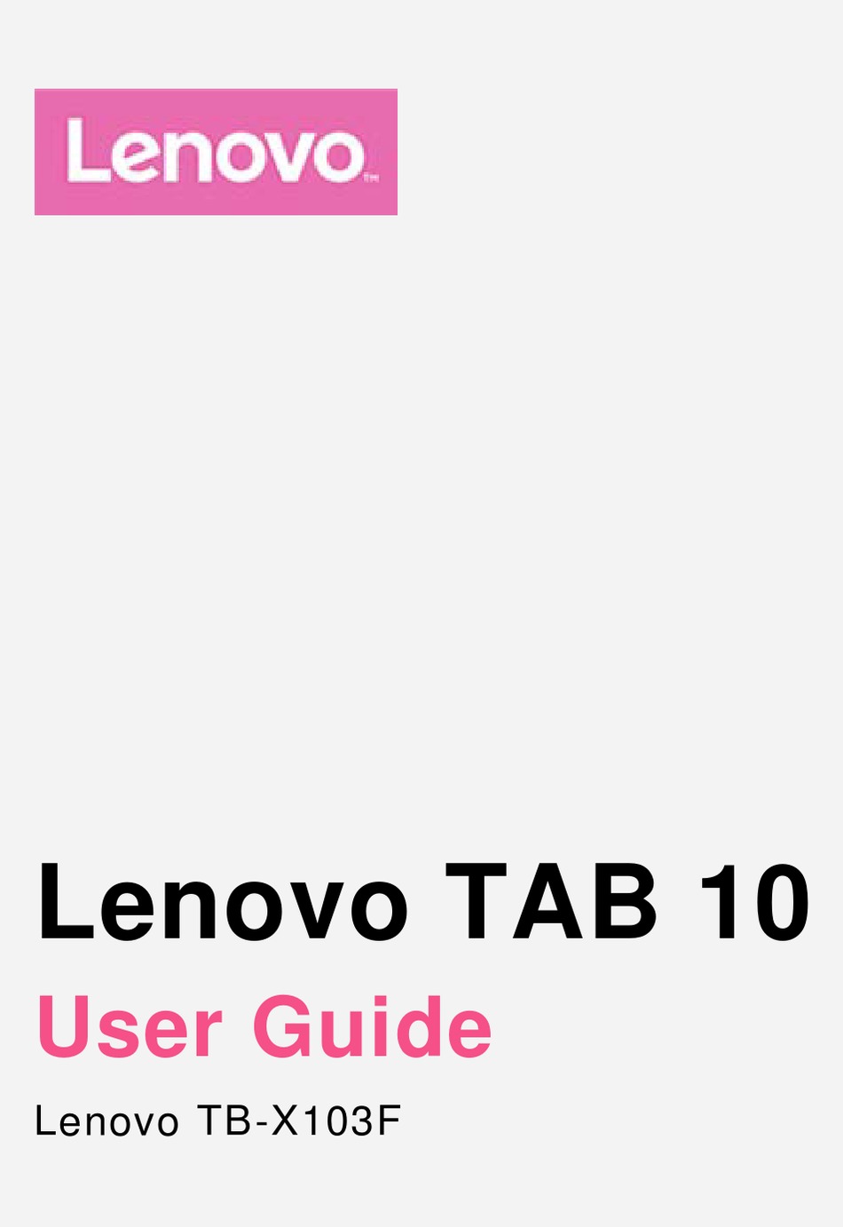 LENOVO TBX103F USER MANUAL Pdf Download ManualsLib