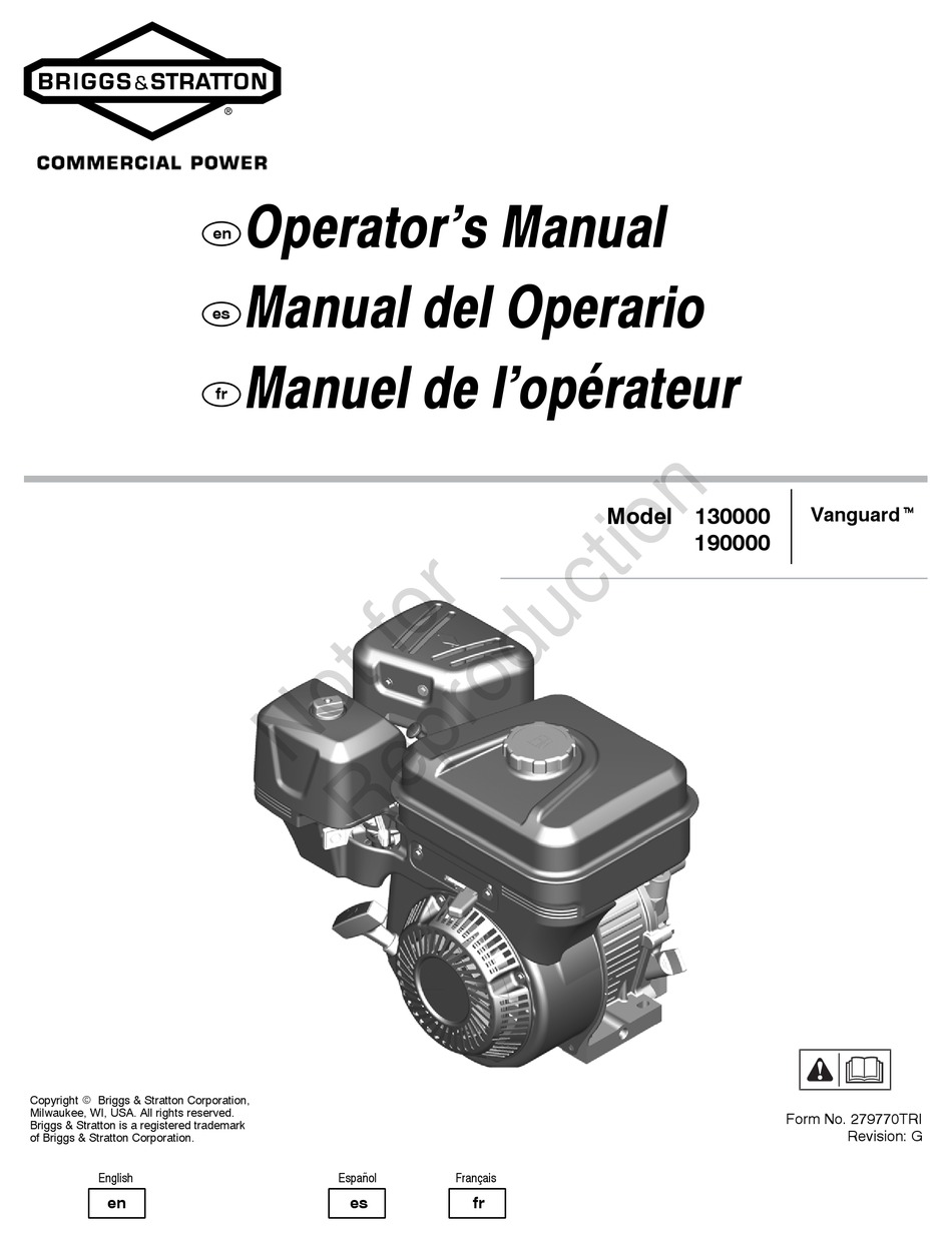 BRIGGS & STRATTON VANGUARD 130000 OPERATOR