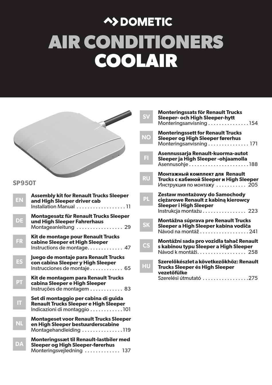 Dometic Coolair Sp T Installation Manual Pdf Download Manualslib