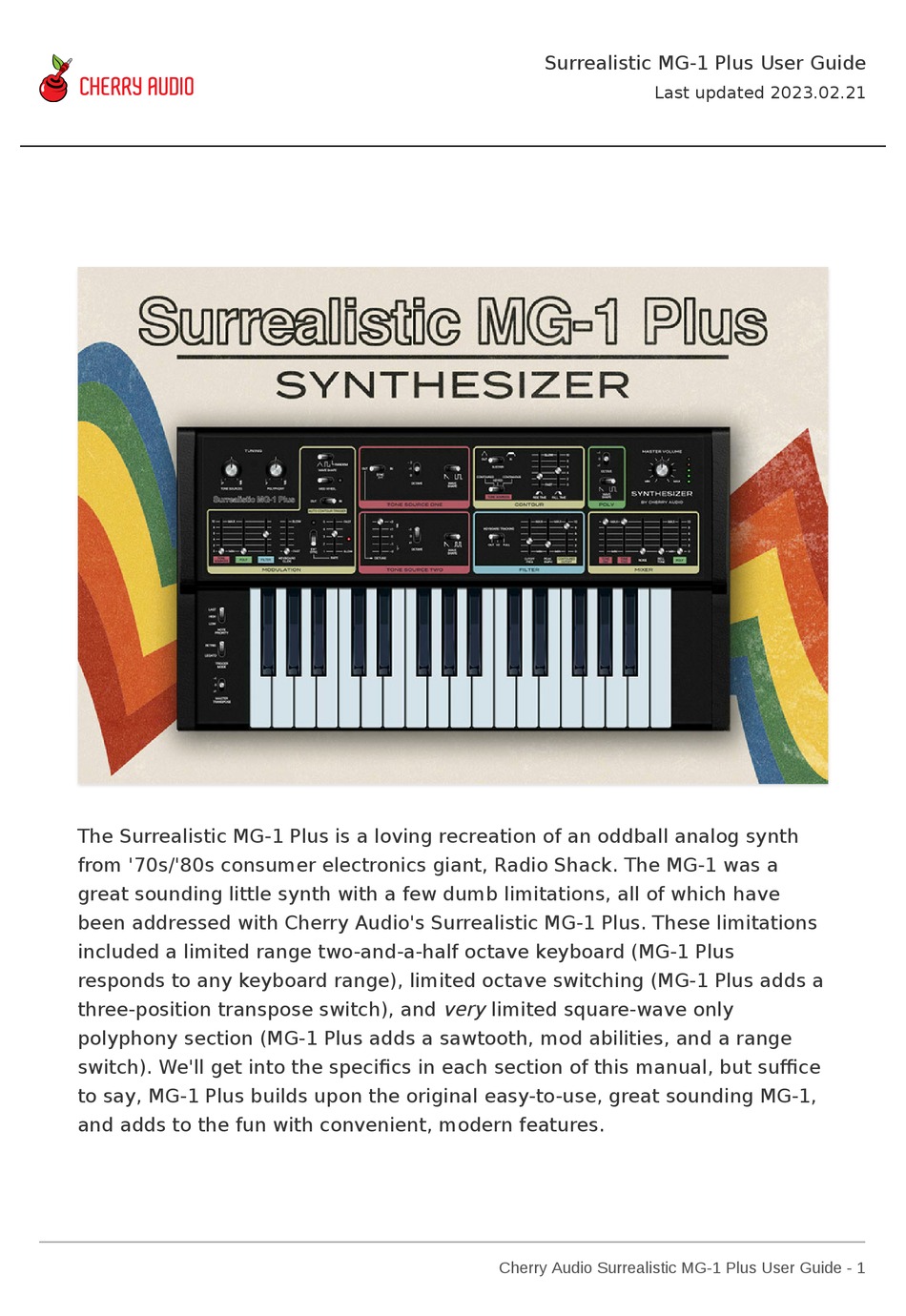 CHERRY AUDIO SURREALISTIC MG1 PLUS USER MANUAL Pdf Download ManualsLib