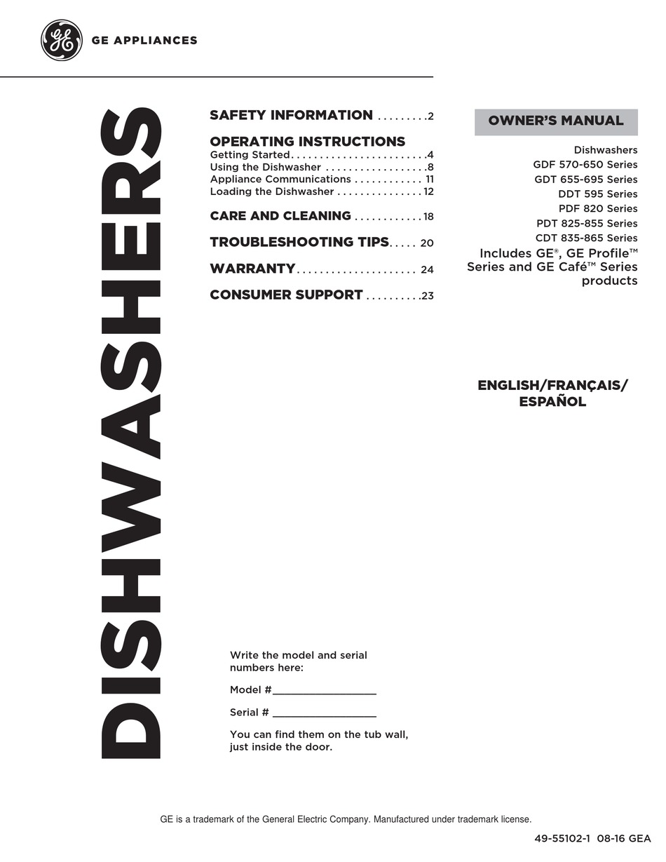 GE GDT 695 SERIES OWNER'S MANUAL Pdf Download ManualsLib