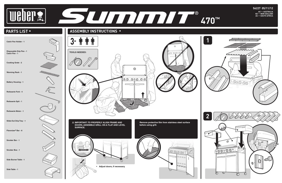 WEBER SUMMIT 470 ASSEMBLY INSTRUCTIONS Pdf Download ManualsLib