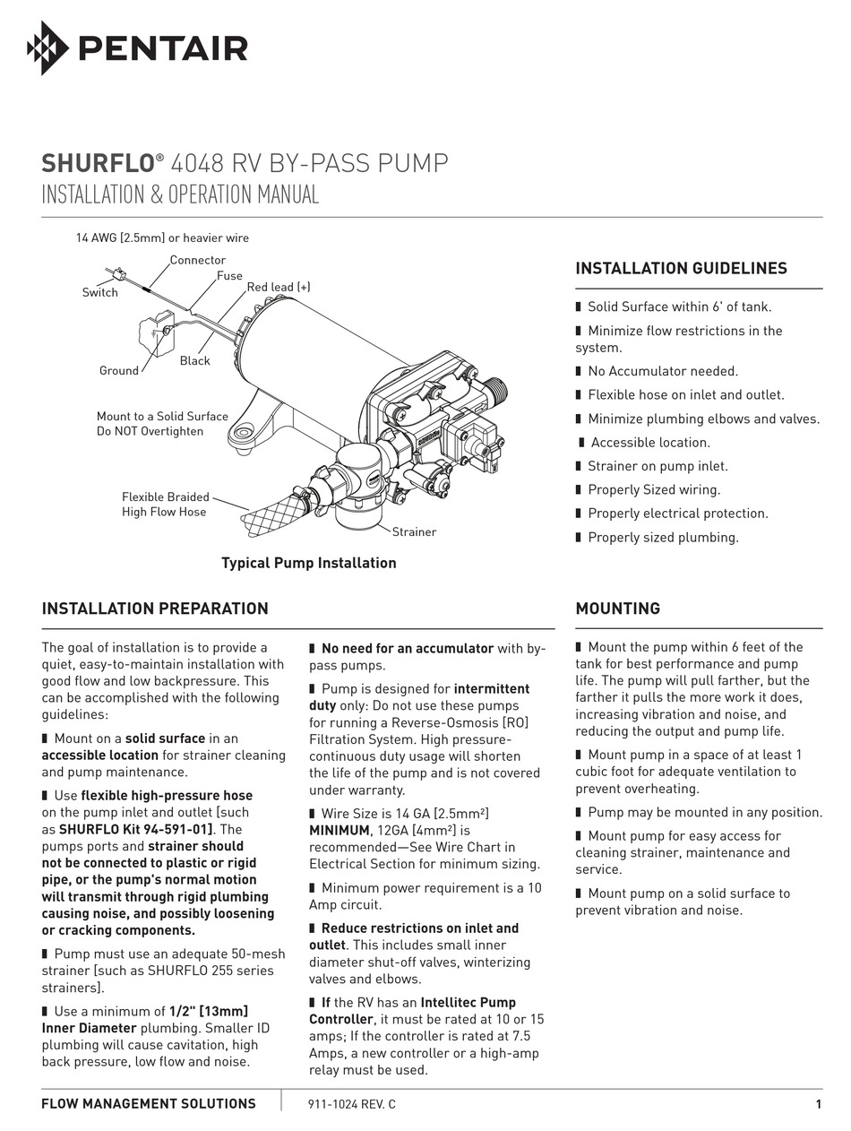 PENTAIR SHURFLO 4048 INSTALLATION & OPERATION MANUAL Pdf Download