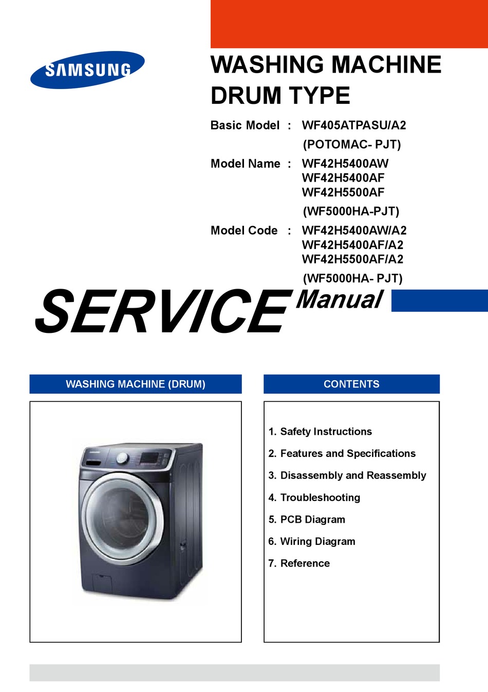 SAMSUNG WF405ATPASU/A2 SERVICE MANUAL Pdf Download ManualsLib