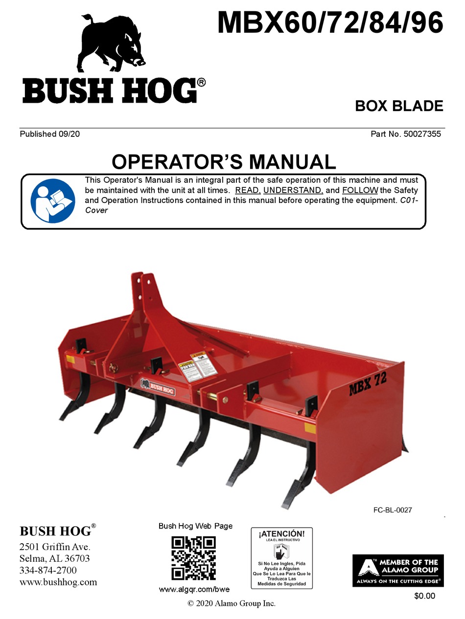 BUSH HOG MBX60 OPERATOR