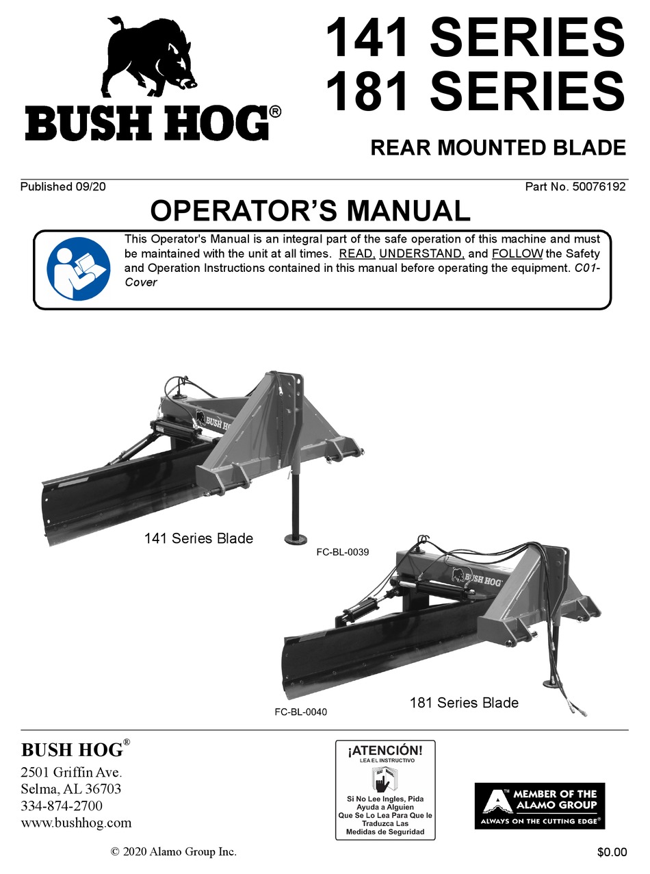 BUSH HOG 141 SERIES OPERATOR