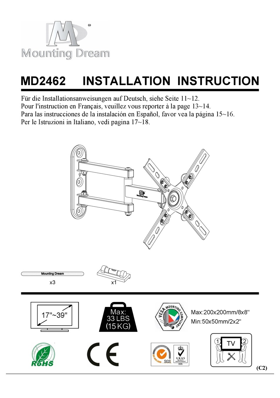MOUNTING DREAM MD2462 INSTALLATION INSTRUCTION Pdf Download ManualsLib