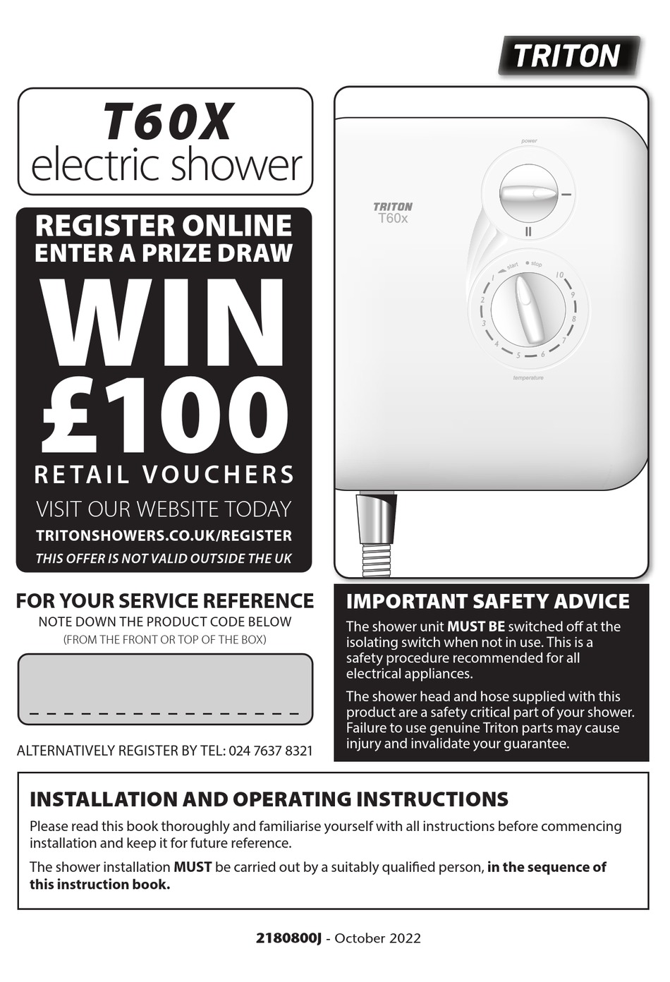 TRITON T60X INSTALLATION AND OPERATING INSTRUCTIONS MANUAL Pdf Download