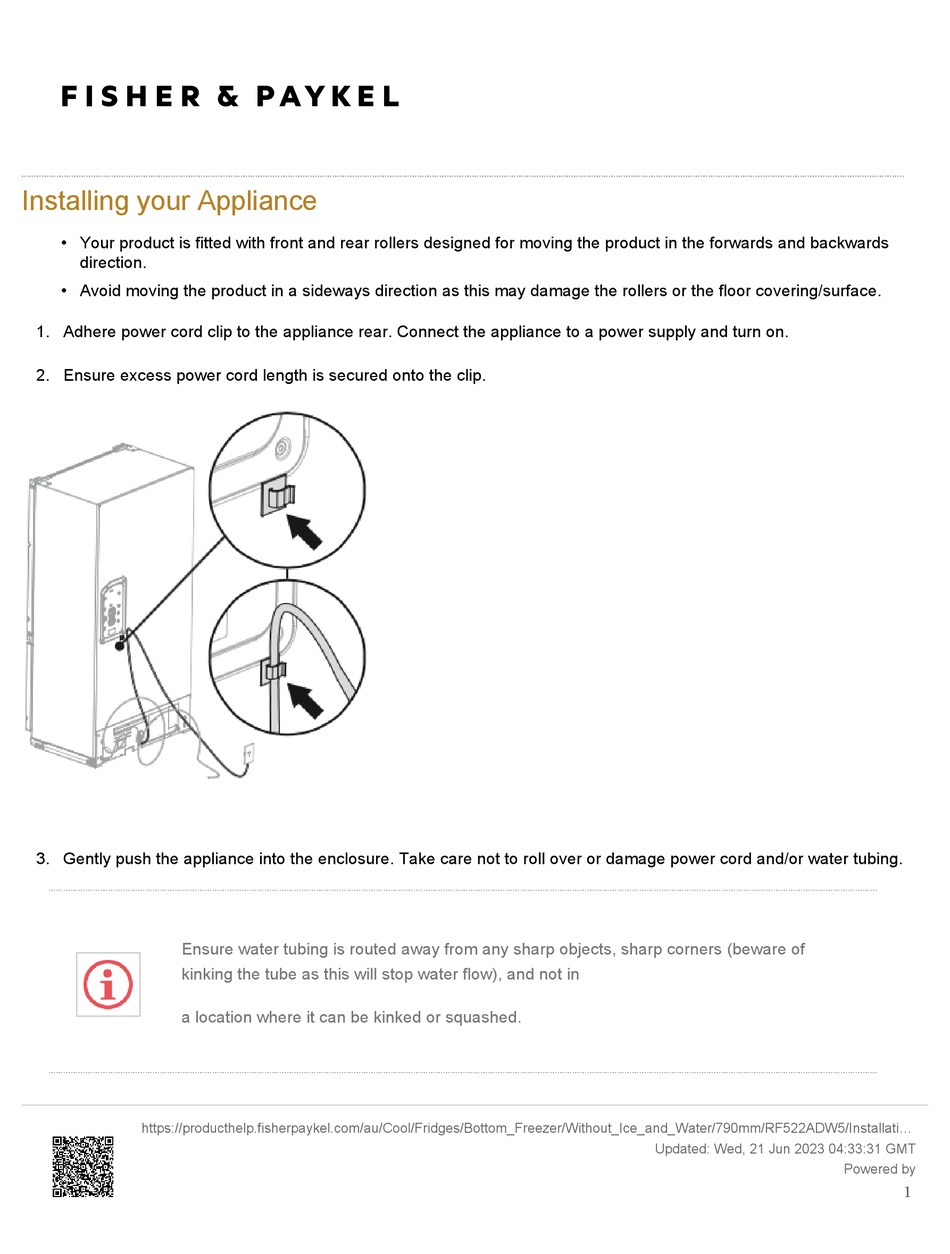 FISHER & PAYKEL RF522ADW5 QUICK START MANUAL Pdf Download ManualsLib