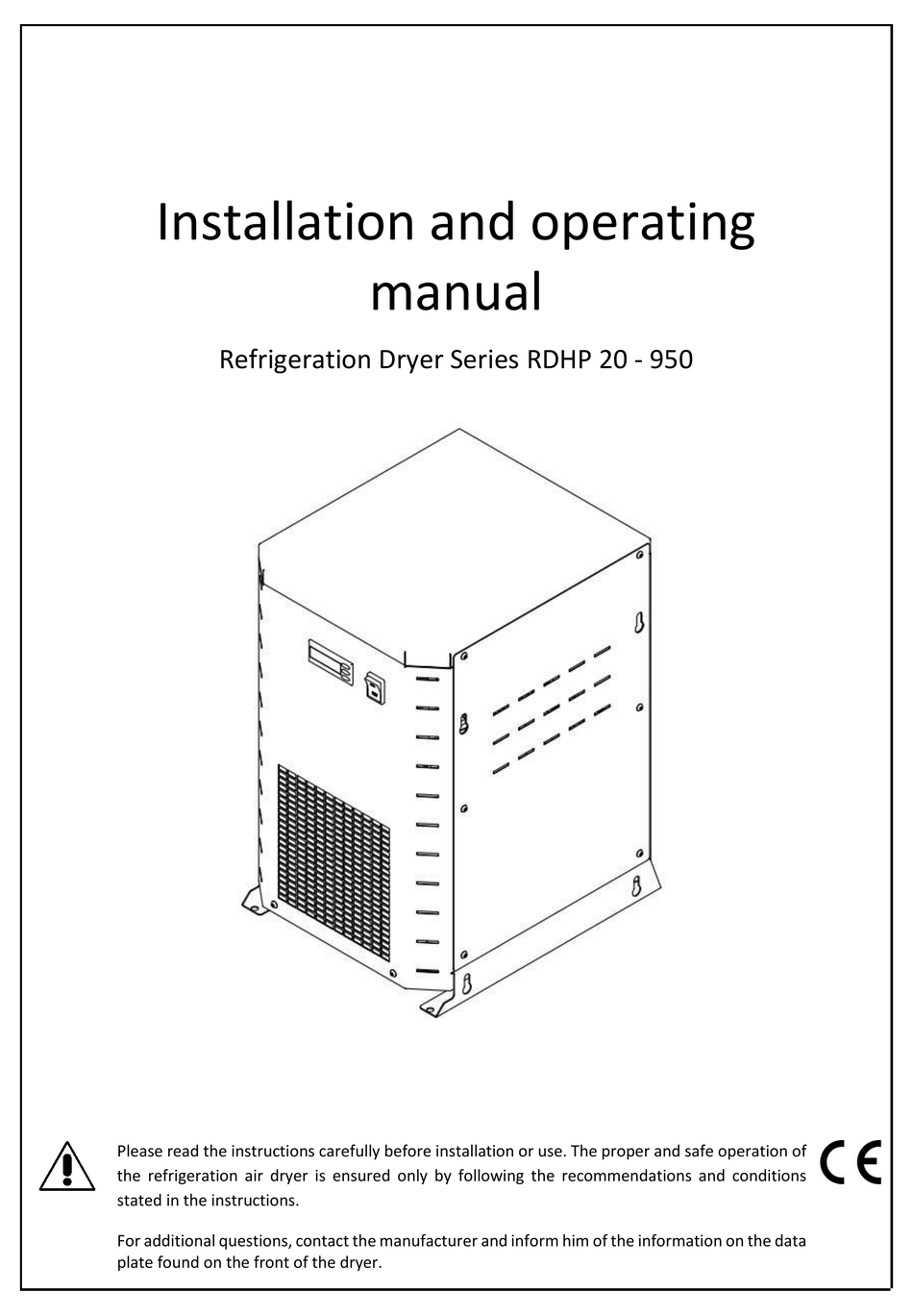 OMEGA AIR RDHP 20 INSTALLATION AND OPERATING MANUAL Pdf Download ManualsLib