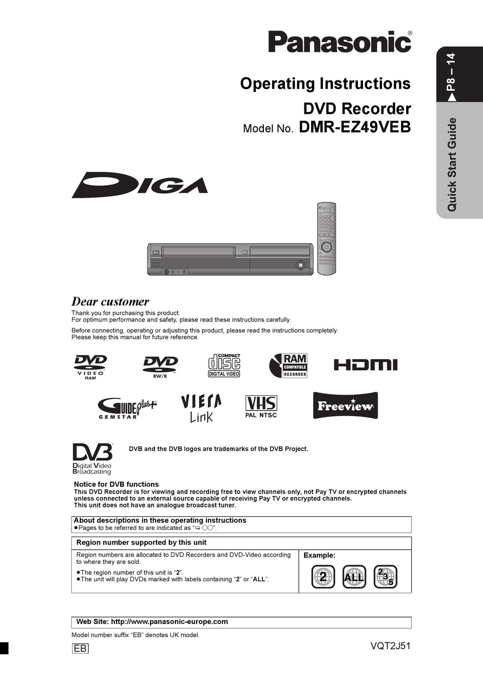 Panasonic Dmr Ez Veb Operating Instructions Manual Pdf Download