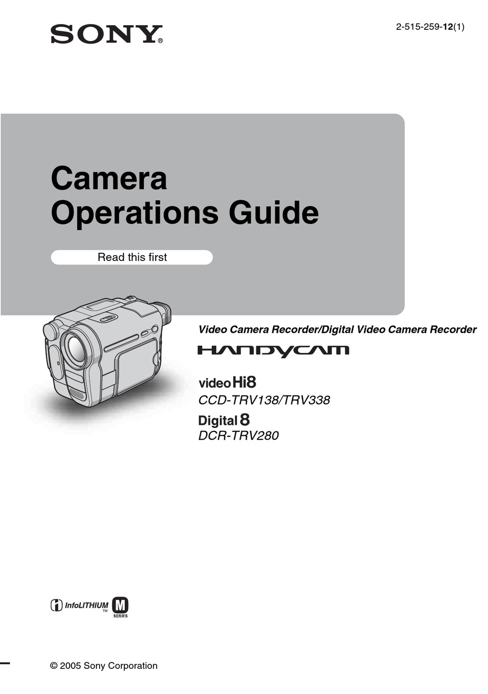 SONY HANDYCAM VIDEO HI8 CCDTRV138 OPERATION MANUAL Pdf Download
