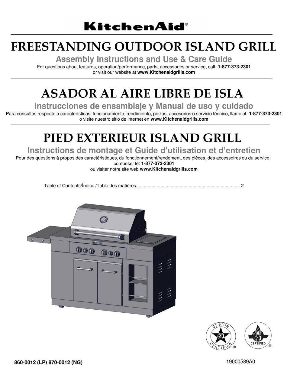 KITCHENAID 8600012 (LP) ASSEMBLY INSTRUCTIONS MANUAL Pdf Download