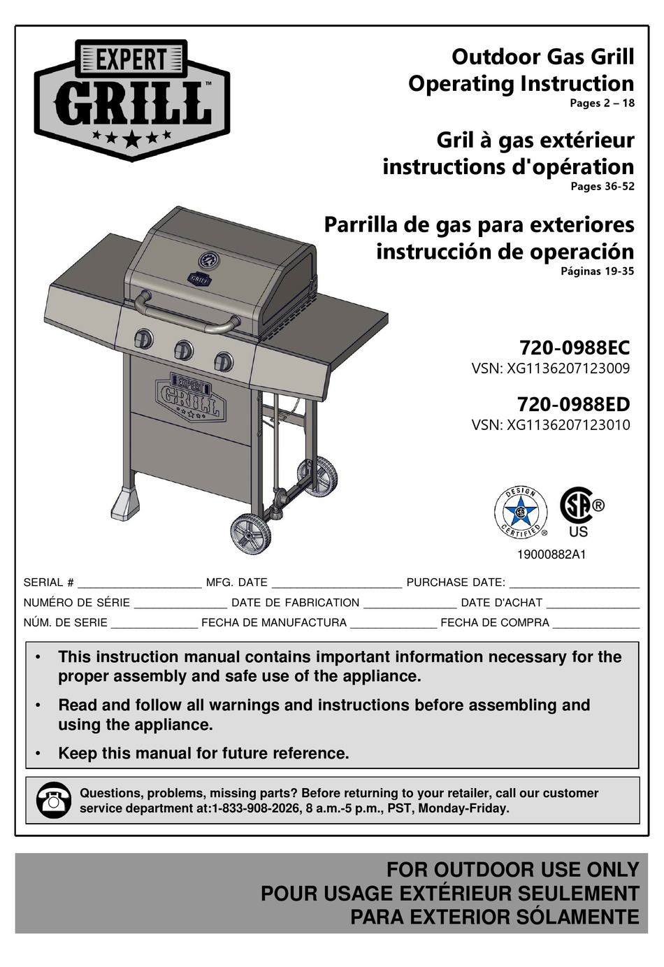EXPERT GRILL 7200988ED OPERATING INSTRUCTION Pdf Download ManualsLib