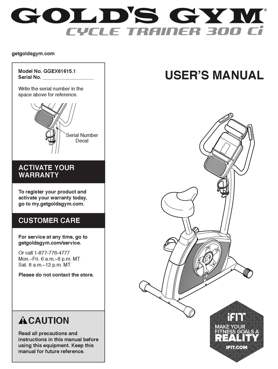 Maintenance And Troubleshooting Gold s Gym CYCLE TRAINER 300 Ci