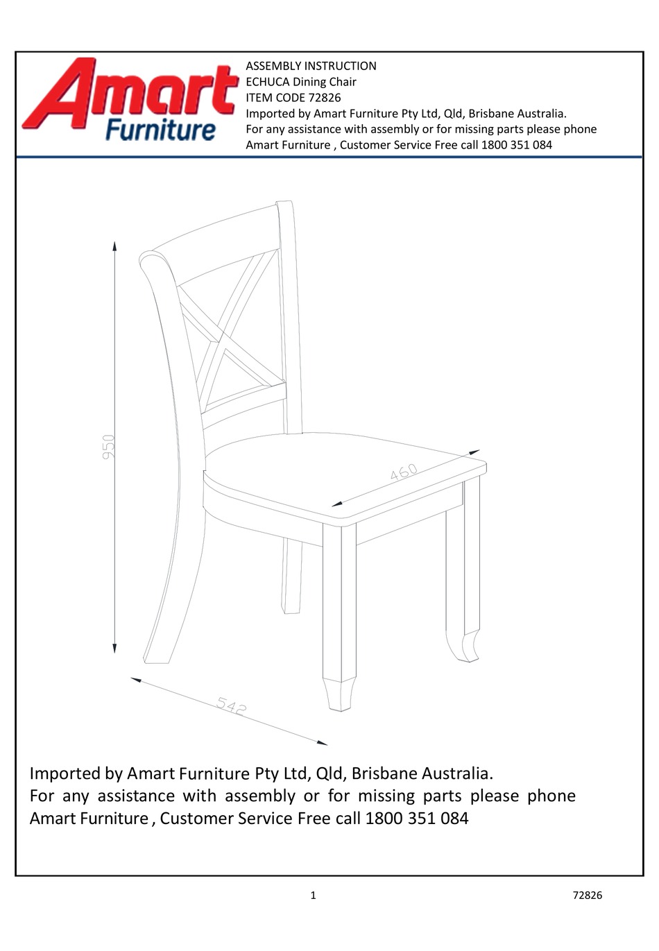 AMART FURNITURE ECHUCA 72826 ASSEMBLY INSTRUCTION MANUAL Pdf Download