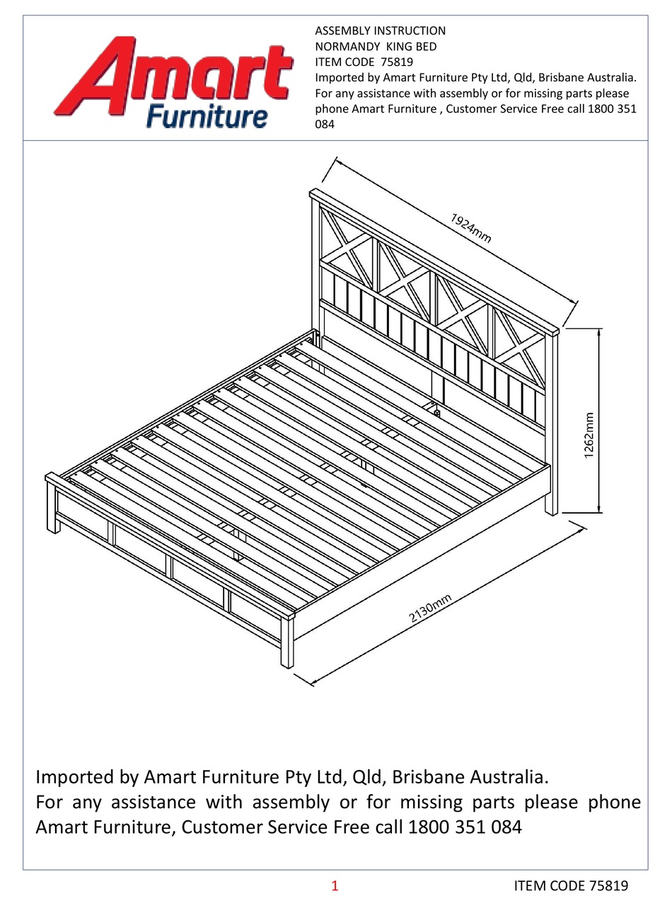 AMART FURNITURE NORMANDY 75819 ASSEMBLY INSTRUCTION MANUAL Pdf Download ...