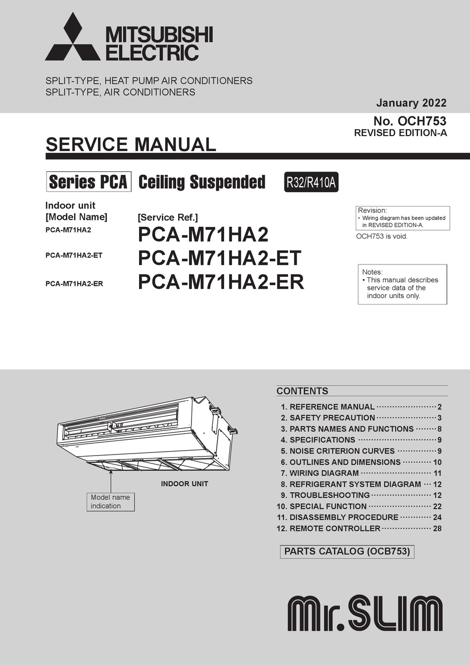 MITSUBISHI ELECTRIC MR. SLIM PCAM71HA2 SERVICE MANUAL Pdf Download