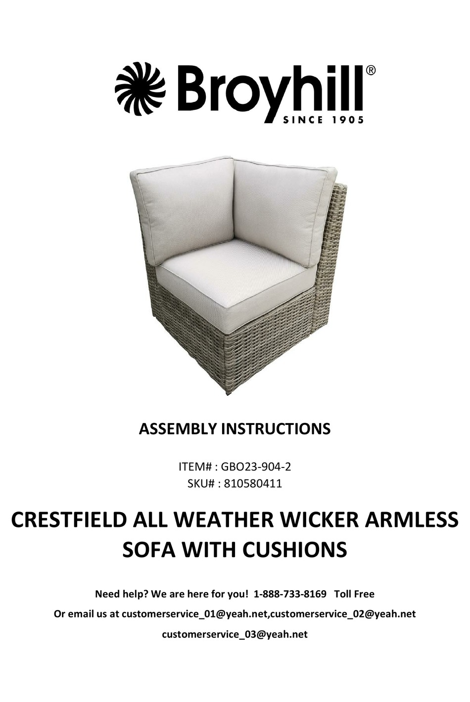 BROYHILL CRESTFIELD GBO239042 ASSEMBLY INSTRUCTIONS MANUAL Pdf