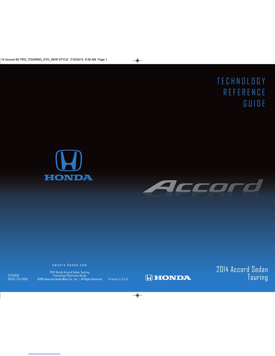 HONDA ACCORD 2014 TECHNOLOGY REFERENCE MANUAL Pdf Download ManualsLib