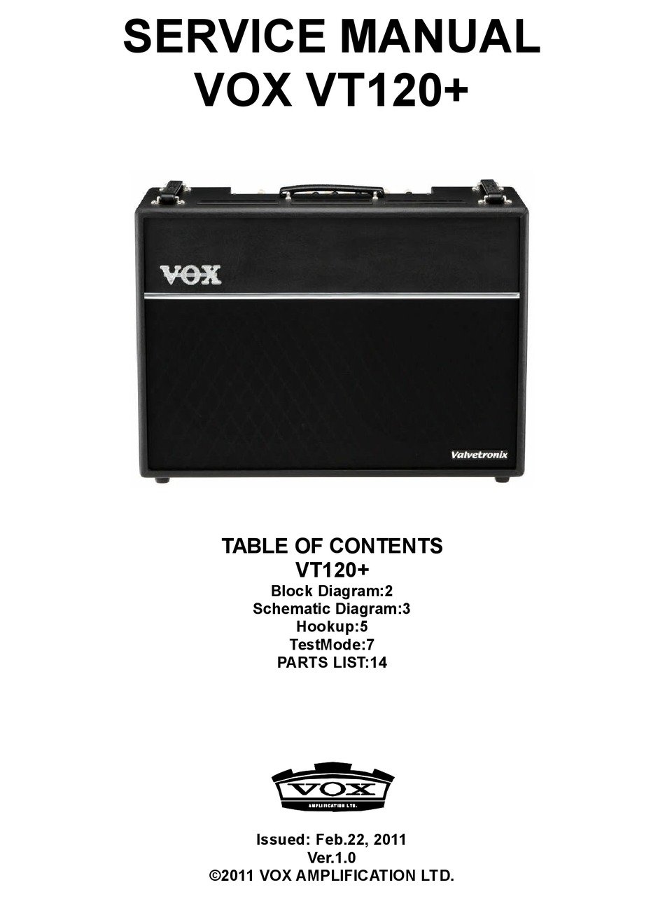 VOX VALVETRONIX VT120+ SERVICE MANUAL Pdf Download ManualsLib
