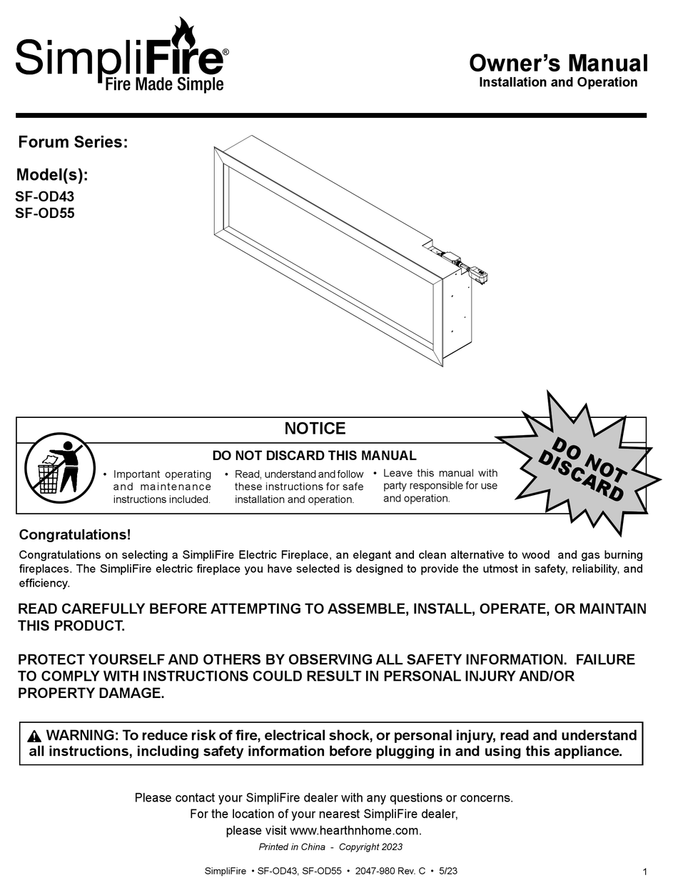 SIMPLIFIRE SFOD43 OWNER