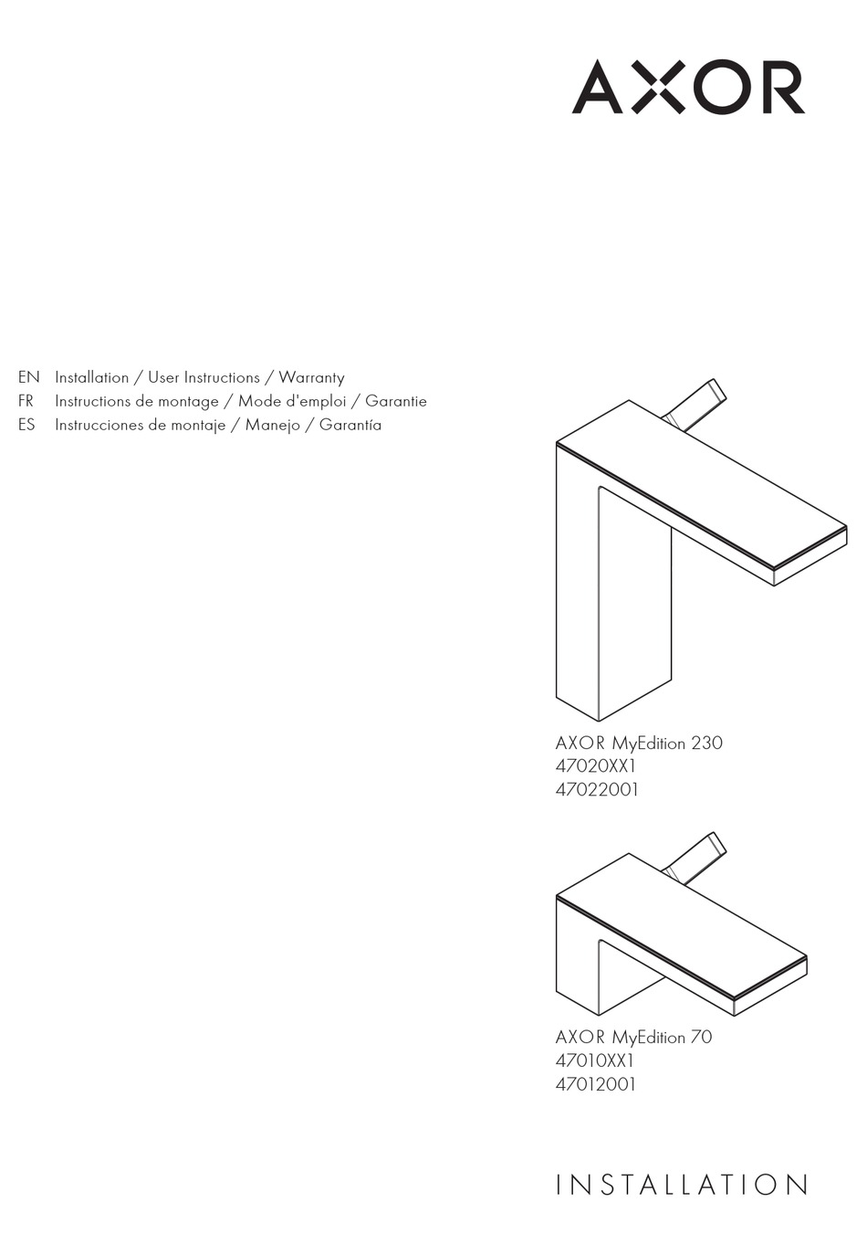 Hans Grohe Axor Myedition Series Installation User