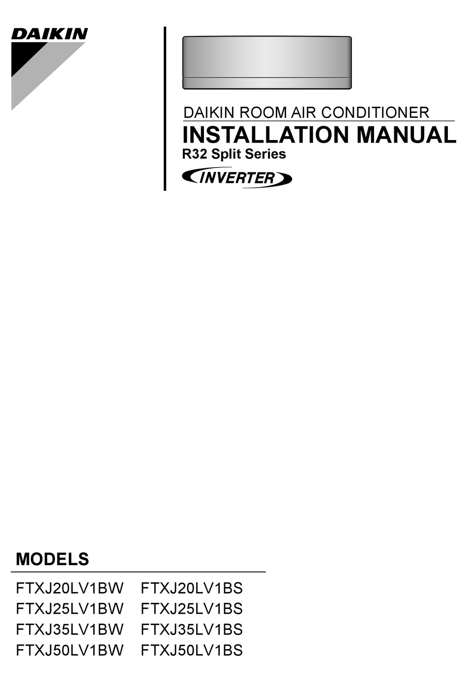 DAIKIN FTXJ20LV1BW INSTALLATION MANUAL Pdf Download ManualsLib