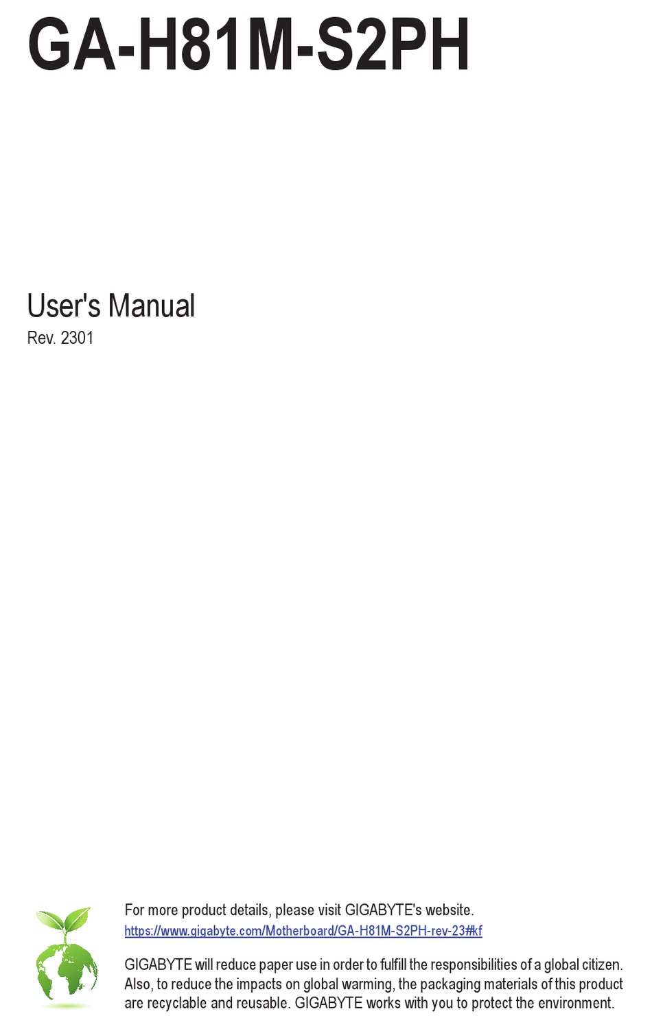 GIGABYTE GA-H81M-S2PH USER MANUAL Pdf Download | ManualsLib