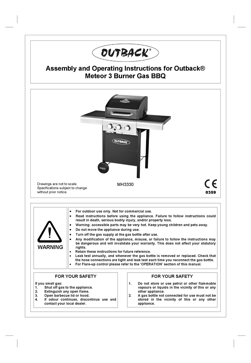 OUTBACK METEOR 3 ASSEMBLY AND OPERATING INSTRUCTIONS MANUAL Pdf ...