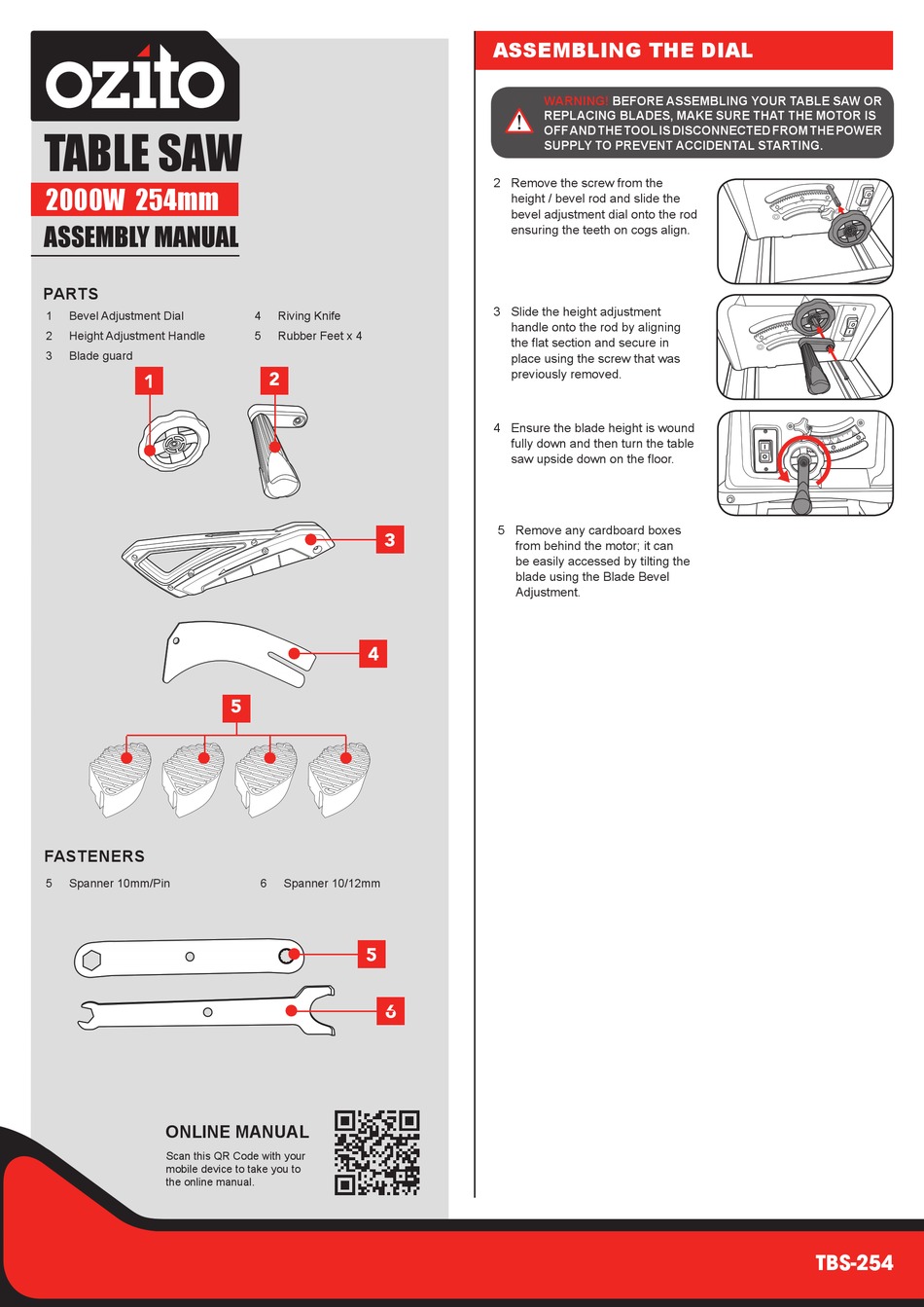 OZITO TBS254 ASSEMBLY MANUAL Pdf Download ManualsLib