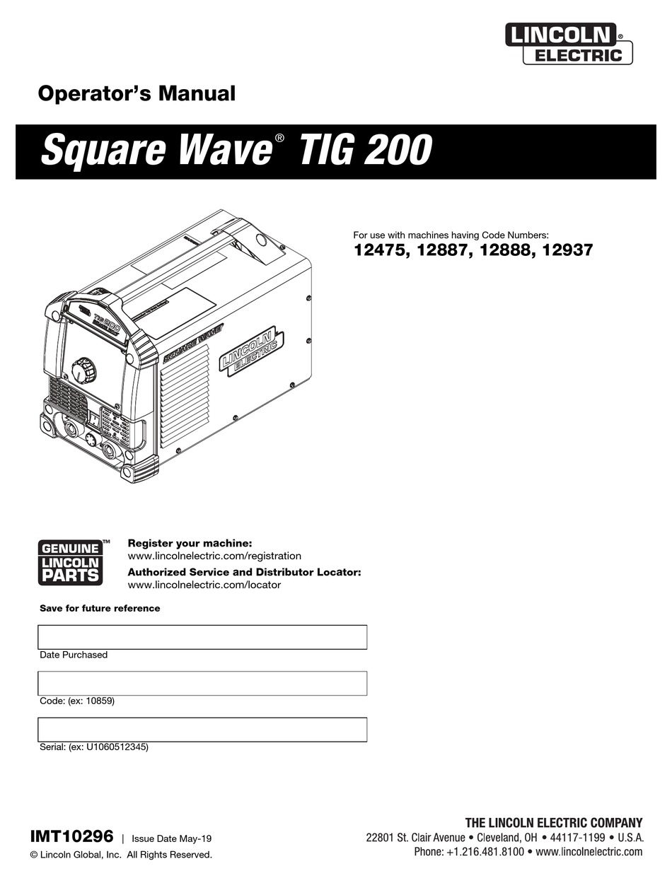 LINCOLN ELECTRIC 12475 OPERATOR