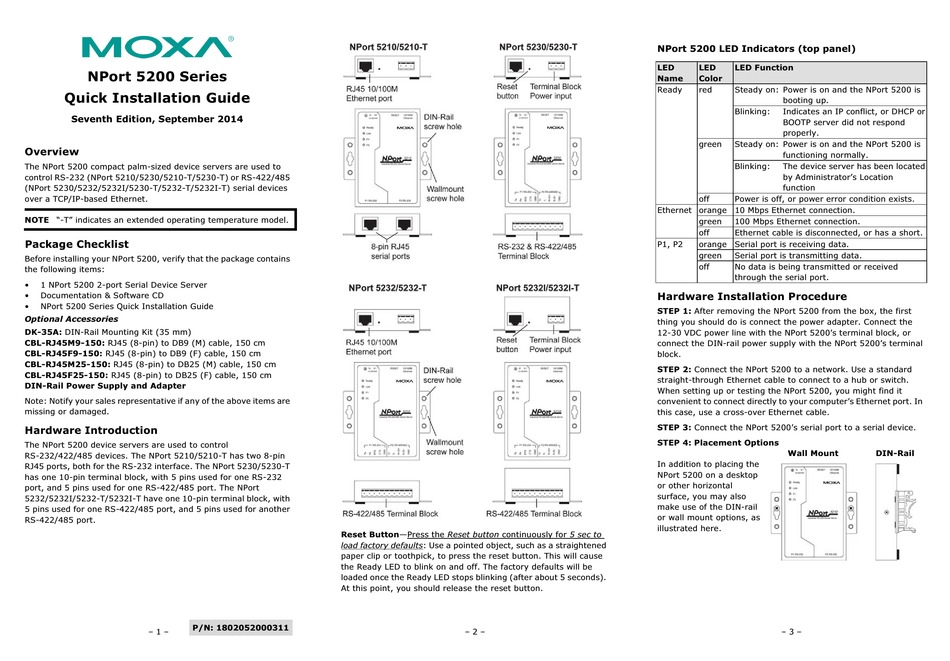 MOXA TECHNOLOGIES NPORT 5230 QUICK INSTALLATION MANUAL Pdf Download ...