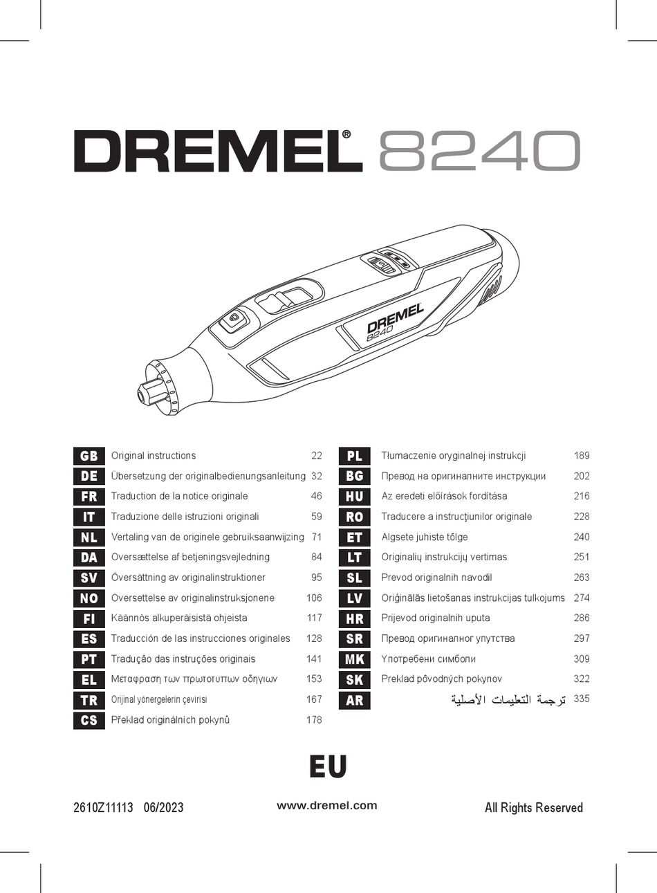User manual Dremel 8240 (English - 344 pages)