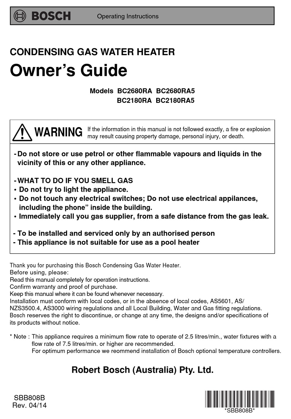 BOSCH BC2680RA5 OWNER'S MANUAL Pdf Download ManualsLib