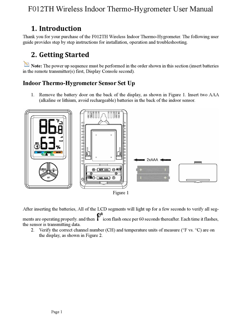 AMBIENT WEATHER F012TH USER MANUAL Pdf Download | ManualsLib