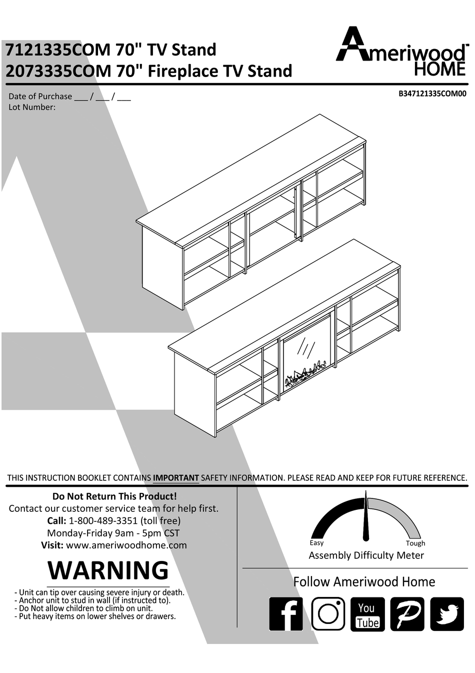 AMERIWOOD HOME ASSEMBLY INSTRUCTIONS MANUAL Pdf Download