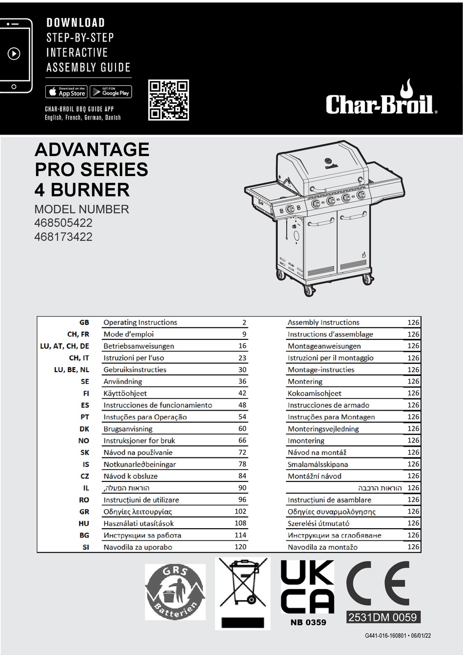 CHARBROIL 468505422 OPERATING INSTRUCTIONS MANUAL Pdf Download