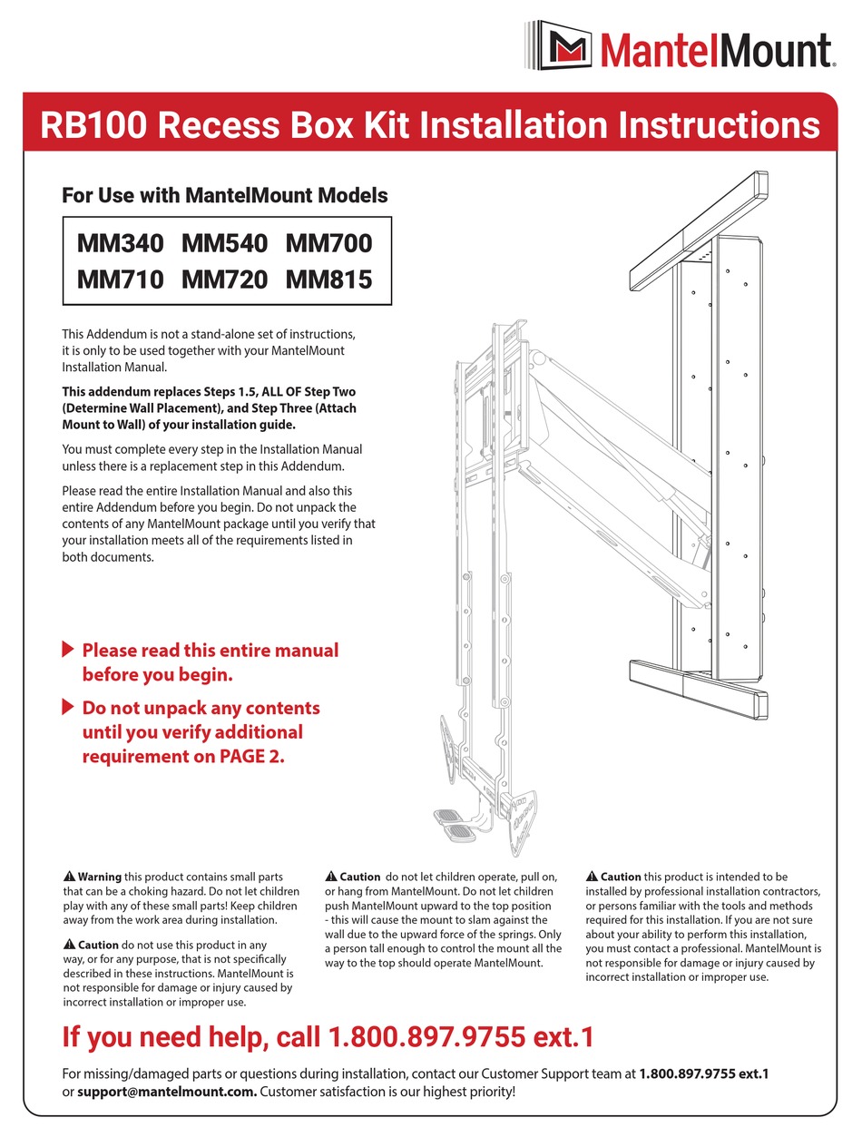 MANTELMOUNT MM340 INSTALLATION INSTRUCTIONS MANUAL Pdf Download